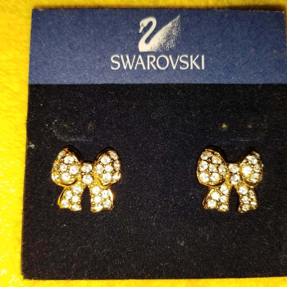 SWAROVSKI  GOLD TONE NEW WITH TAG EARRINGS